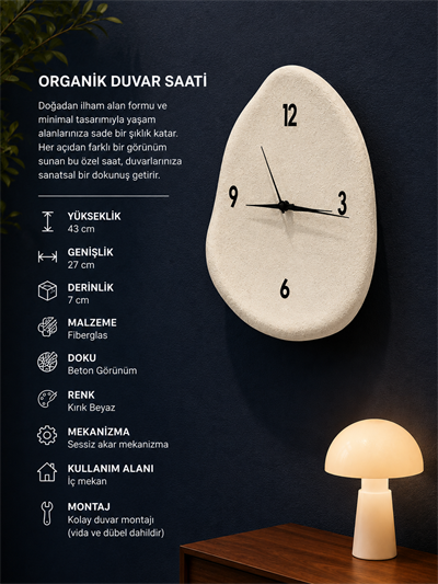 Beton Görünümlü Duvar Saati 27 cm