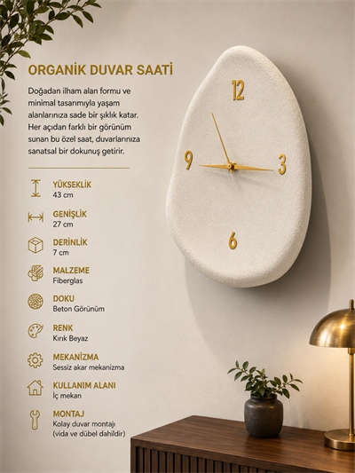 Beton Görünümlü Duvar Saati 27 cm