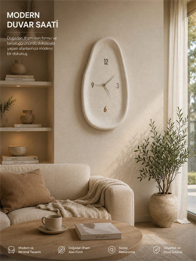 Beton Görünümlü Duvar Saati 62 cm