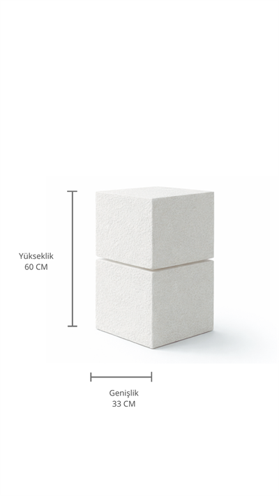 Doğal Dokulu Tek Çizgili Dekoratif Sehpa 60 cm