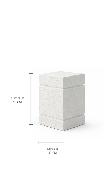 Doğal Dokulu İki Çizgili Dekoratif Sehpa 60 cm