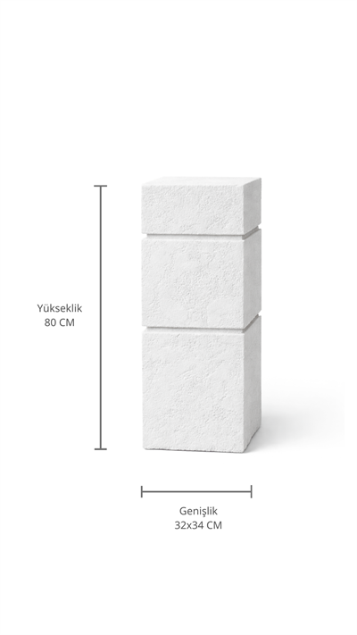 Doğal Dokulu İki Çizgili Dekoratif Sehpa 80 cm