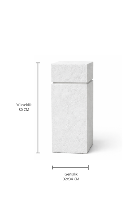 Doğal Dokulu Tek Çizgili Dekoratif Sehpa 80 cm