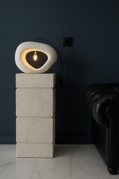 Doğal Dokulu Üç Çizgili Dekoratif Sehpa 80 cm