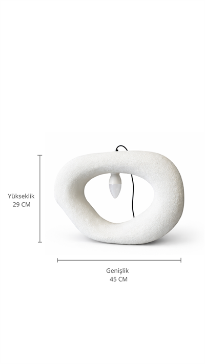 Fiber Beton Görünümlü Modern Abajur – Dekoratif Sehpa Üstü E14 Duy Elektrik Bağlantılı Masa Lambası