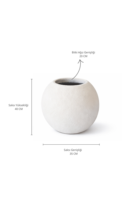 Beton Görünümlü Fiber Küre Saksı 40 cm ( Kampanya )