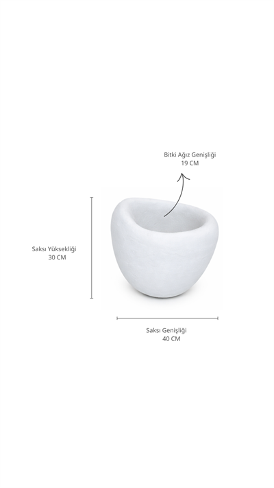 Beton Görünümlü Fiber Saksı 30 CM