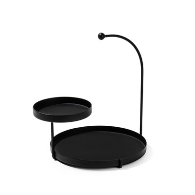 Sunum Tepsisi Mutfak Banyo Düzenleyici Organizer Takı Standı Siyah 28 cm 