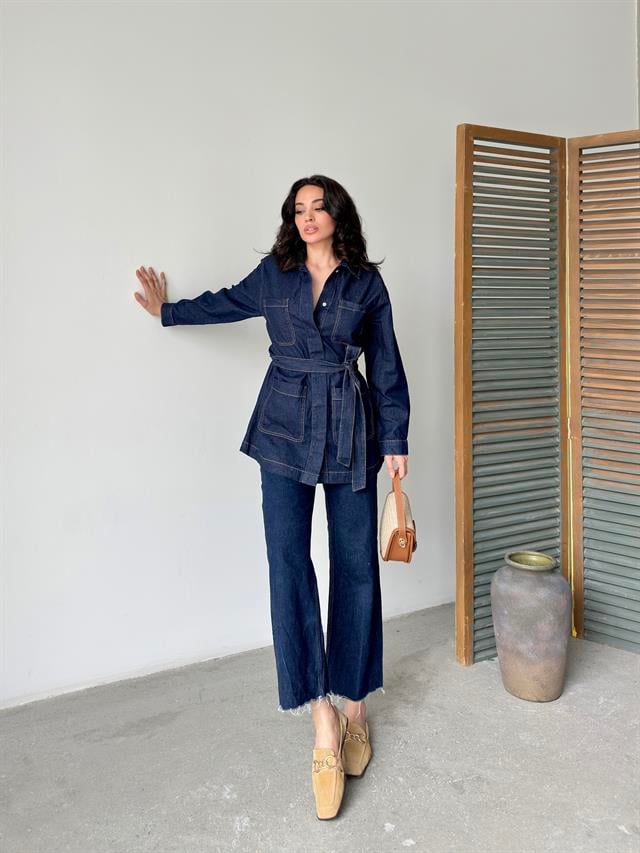 Cep Detaylı Kuşaklı Denim CeketCeketST5670-5833