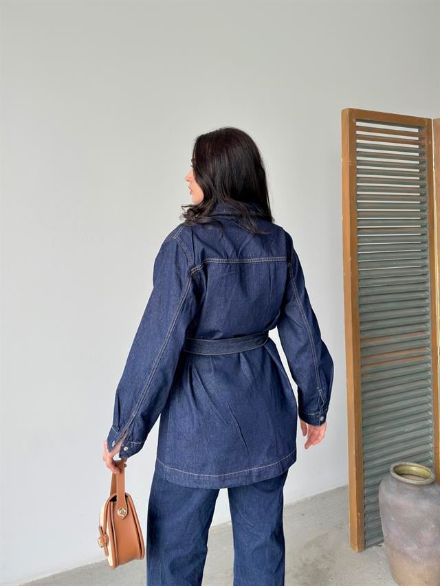 Cep Detaylı Kuşaklı Denim CeketCeketST5670-5833