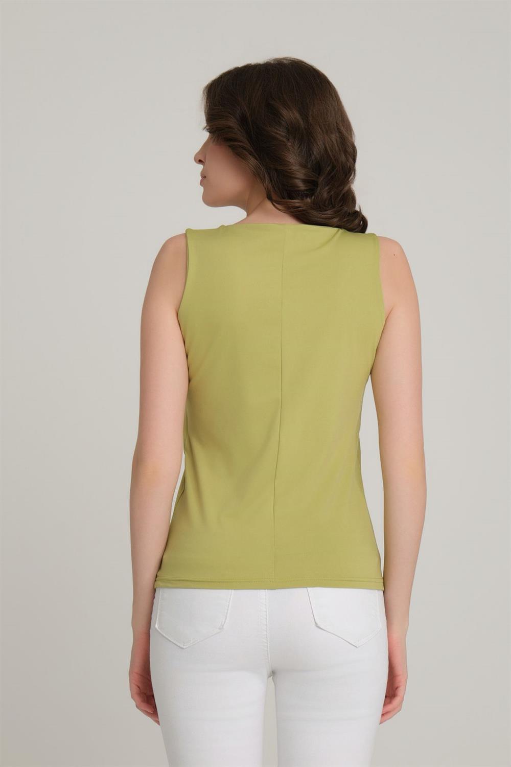 Kalın Askılı Basic Bluz Olive