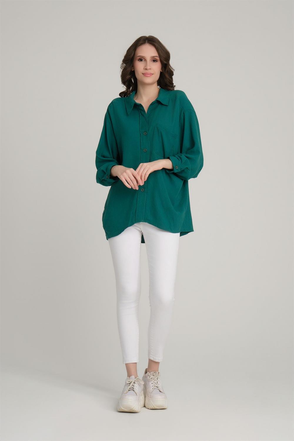 Oversize Düğme Detaylı Gömlek