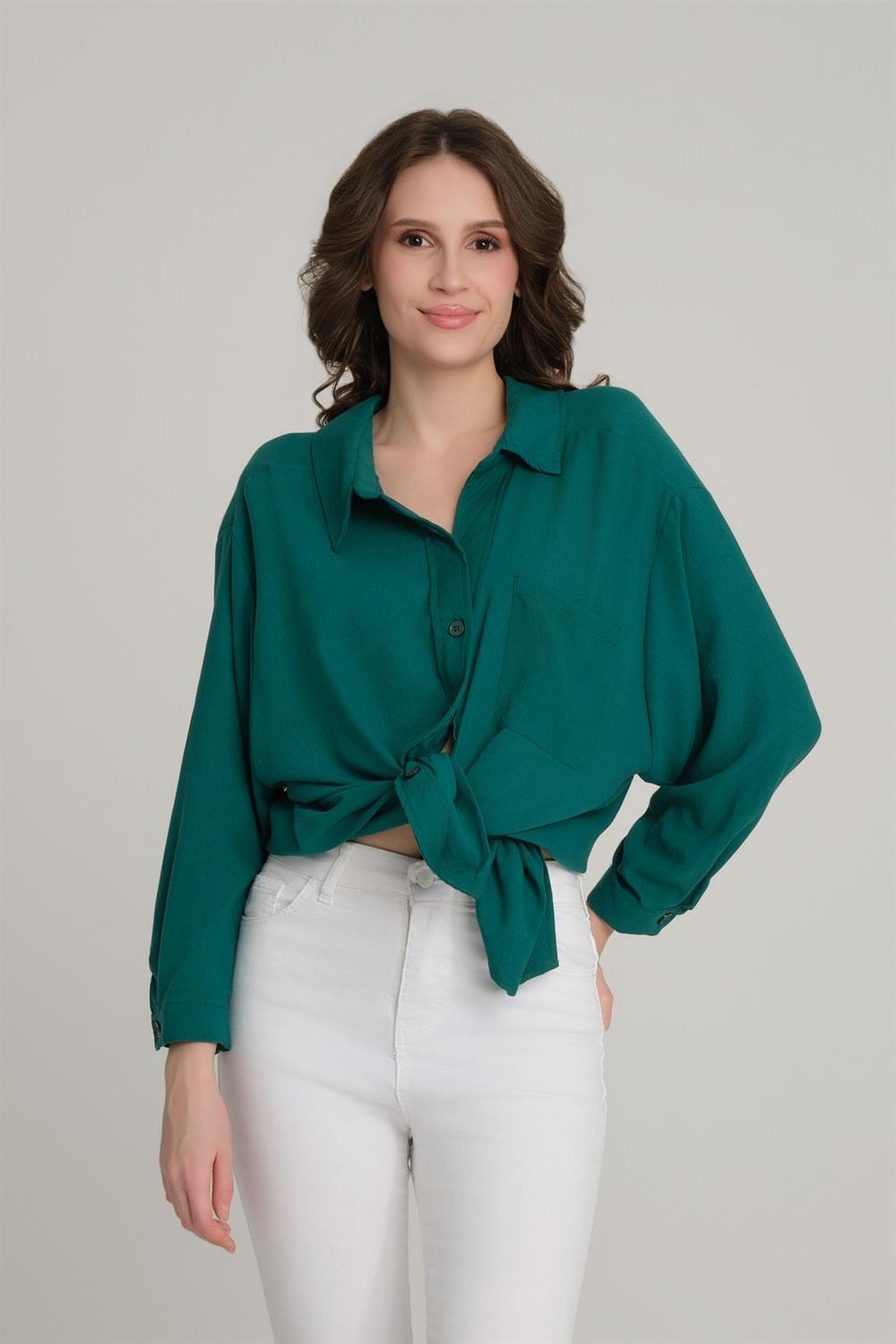 Oversize Düğme Detaylı Gömlek