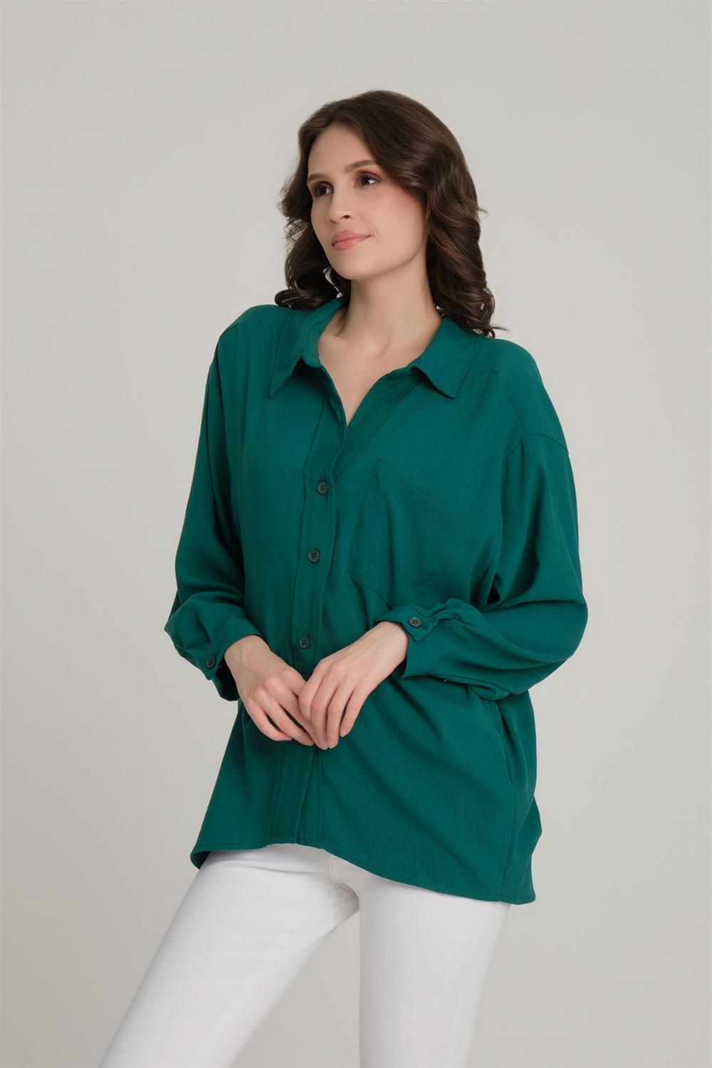Oversize Düğme Detaylı Gömlek