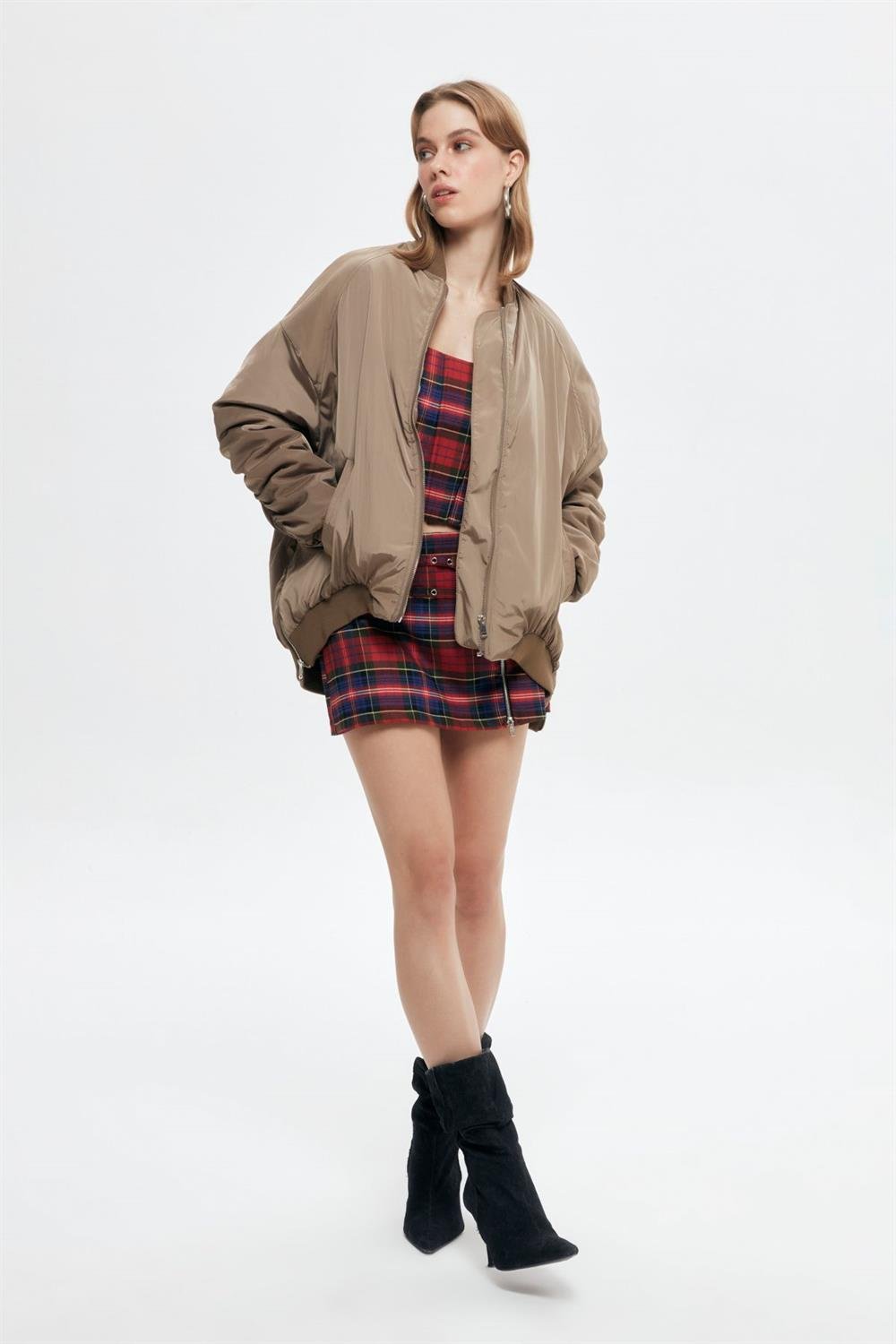 Oversize Şişme Mont Haki
