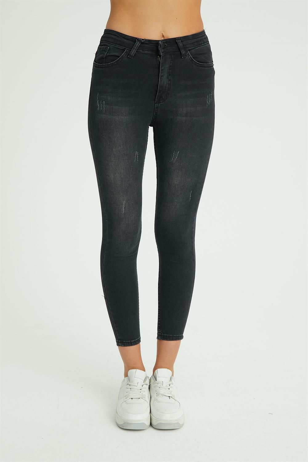 Skinny Fit Yüksek Bel Likralı Jean