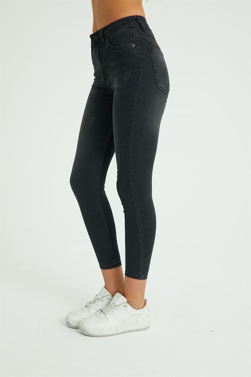 Skinny Fit Yüksek Bel Likralı Jean