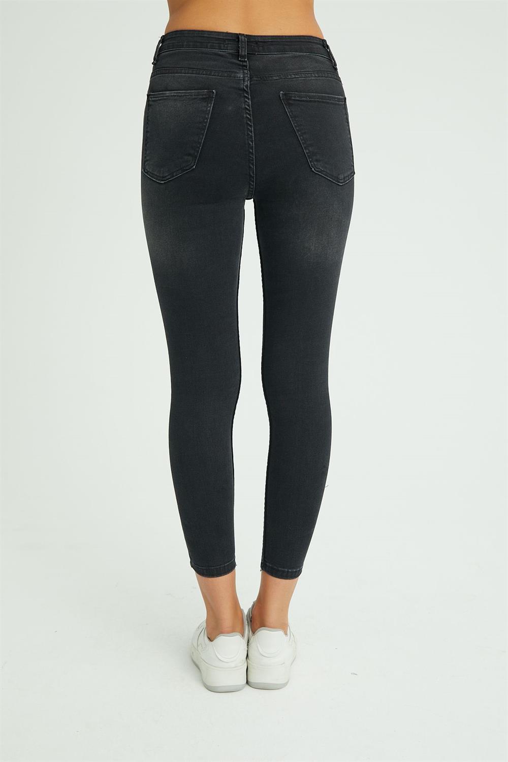 Skinny Fit Yüksek Bel Likralı Jean
