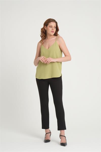 Askılı V Yaka Bluz Olive