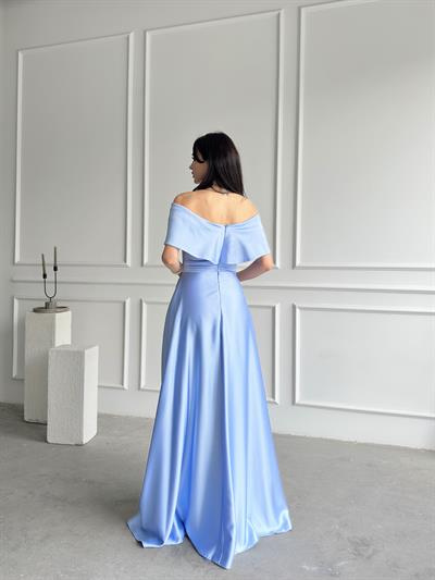 Bebe Mavi Önü Taşlı Fiyonk Detaylı AbiyeAbiye & Mezuniyet ElbisesiST5535-1035