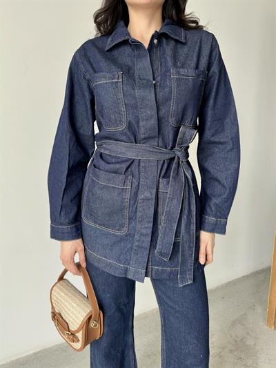 Cep Detaylı Kuşaklı Denim CeketCeketST5670-5833