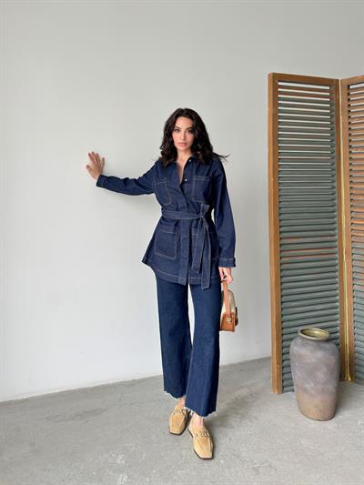 Cep Detaylı Kuşaklı Denim CeketCeketST5670-5833
