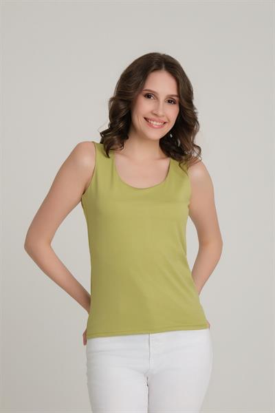 Kalın Askılı Basic Bluz Olive