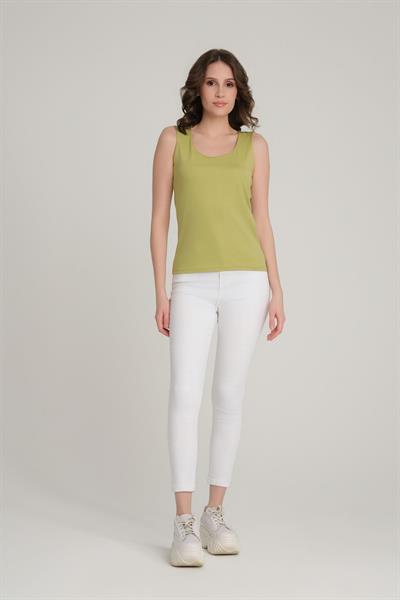Kalın Askılı Basic Bluz Olive