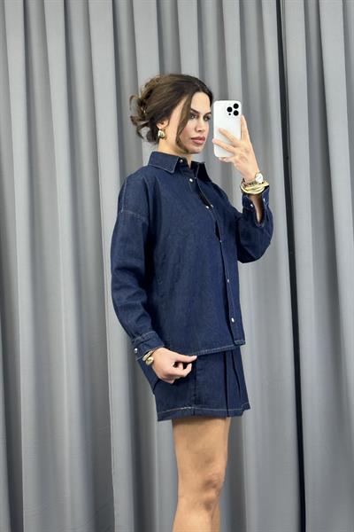 Lacivert Çıt Çıt Detaylı Denim GömlekGömlekST5340-4895TİCİMAX