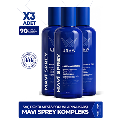 Mavi Sprey 3'lü Set ( Dermaroller Hediyeli )  - Saç Kökü Aktivasyonunu Destekleyen Gelişmiş Kompleks