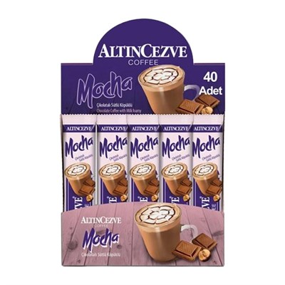 3ü1 Arada | Üçü bir arada Mocha Çikolatalı Sütlü Köpüklü (Tek İçimlik) -17 Gr x 40 Adet