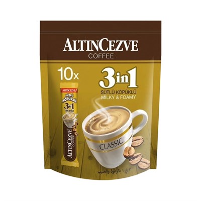 3ü1 Arada | Üçü bir arada Sütlü Köpüklü 10′ lu Paket (Tek İçimlik) 16 Gr x 10 Adet