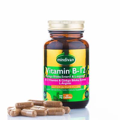 Mindivan Vitamin B12 & Ginkgo Bloba Ekstresi & L Arginin 500 Mg 60 Kapsül