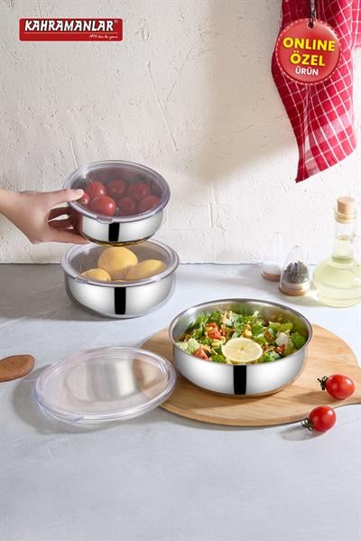 KahramanlarChef Box 3'lü Çelik Saklama Kabı 6 Parça9012