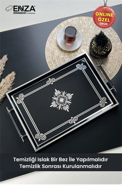 EnzaÇınar Black Çay Kahve Kahvaltılık Ve Sunum Tepsisi9053