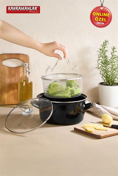 KahramanlarCips Chef Emaye Kızartma Tenceresi 22 CM 9019