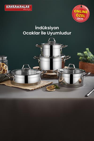 KahramanlarSırma 8 Parça Çelik Tencere Seti9004