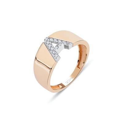 Kristal Taşlı Harf Altın Yüzük