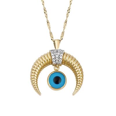 Nazar Boncuklu Hilal Altın Kolye
