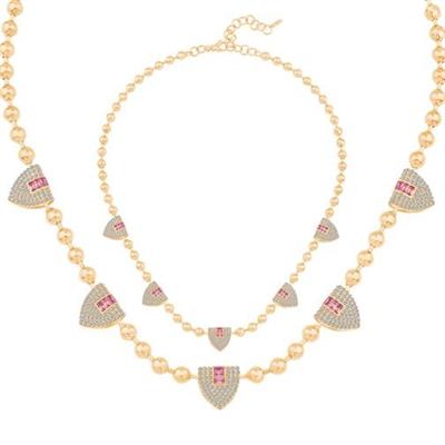 Pembe Taşlı Baget Silindir Kolye