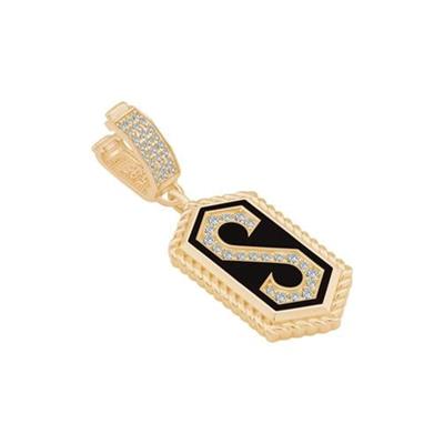 Siyah Mineli Taşlı Harf Charm