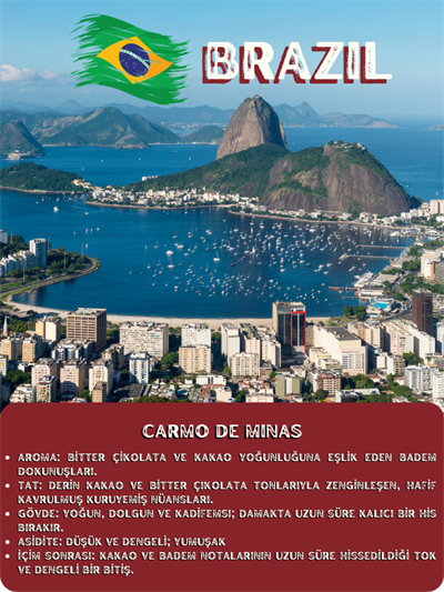 Brezilya Carmo de Minas Single Origin Çekirdek Kahve