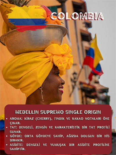 Colombia Medellin Single Origin Çekirdek Kahve