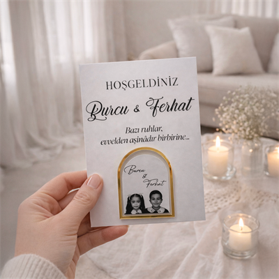Çocukluk Fotoğraflı Gold Kemer Magnet - Nişan & Nikah Hediyeliği