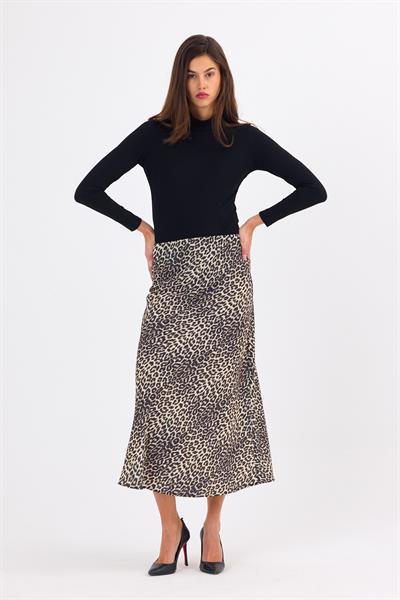 2197 90 Leoparlı Saten Etek