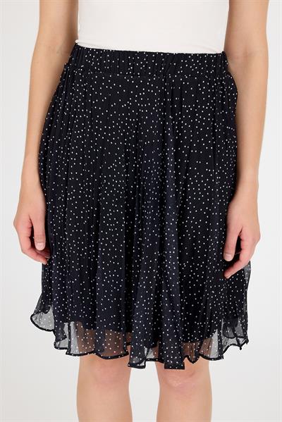 Apsen 2201/53 Apsen Siyah Puantiyeli  Astarlı Şifon Mini Boy Dokuma Etek