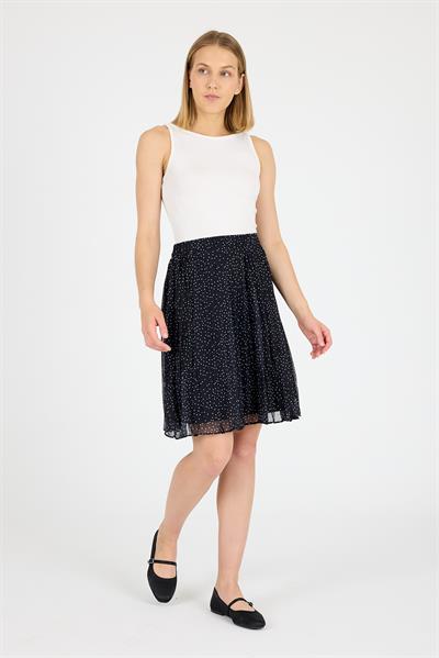 Apsen 2201/53 Apsen Siyah Puantiyeli  Astarlı Şifon Mini Boy Dokuma Etek