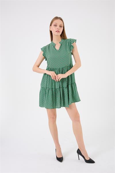 Apsen Kadın Elbise Empirme Viscon Ve Yaka Melek Kol Etek Büzgü Detaylı Elbise