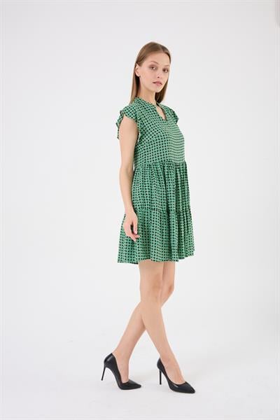 Apsen Kadın Elbise Empirme Viscon Ve Yaka Melek Kol Etek Büzgü Detaylı Elbise