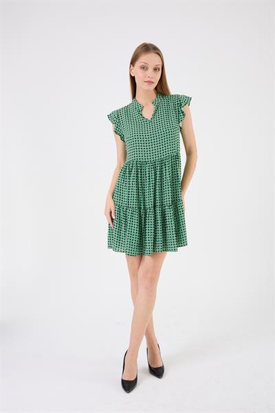 Apsen Kadın Elbise Empirme Viscon Ve Yaka Melek Kol Etek Büzgü Detaylı Elbise